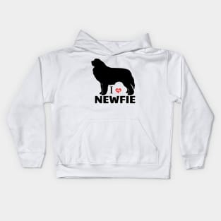 Newfie Pattern in Red Newfoundland Dogs with Hearts / I love my Newfie Kids Hoodie